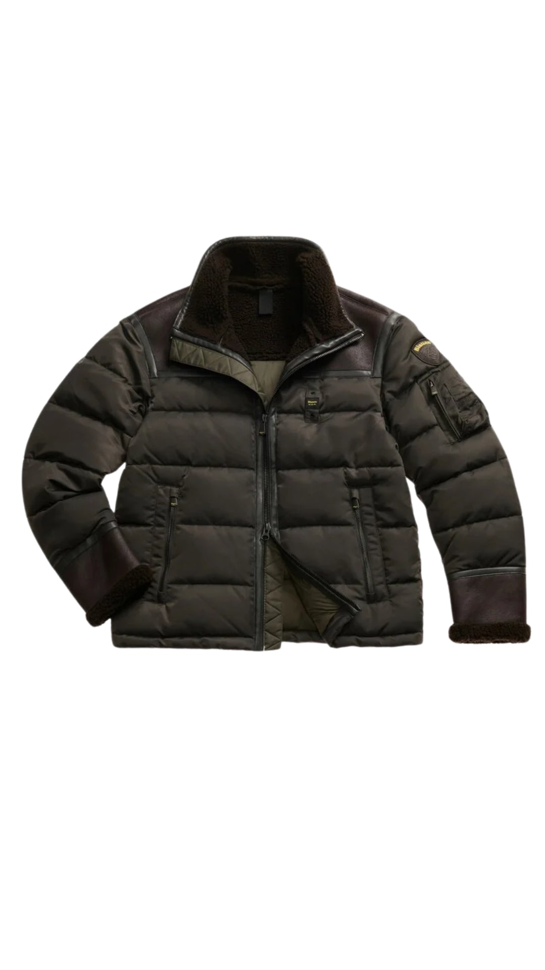 Piumino "Organ" Nero Oliva Regular Fit con Zip e Tasche Multiple 