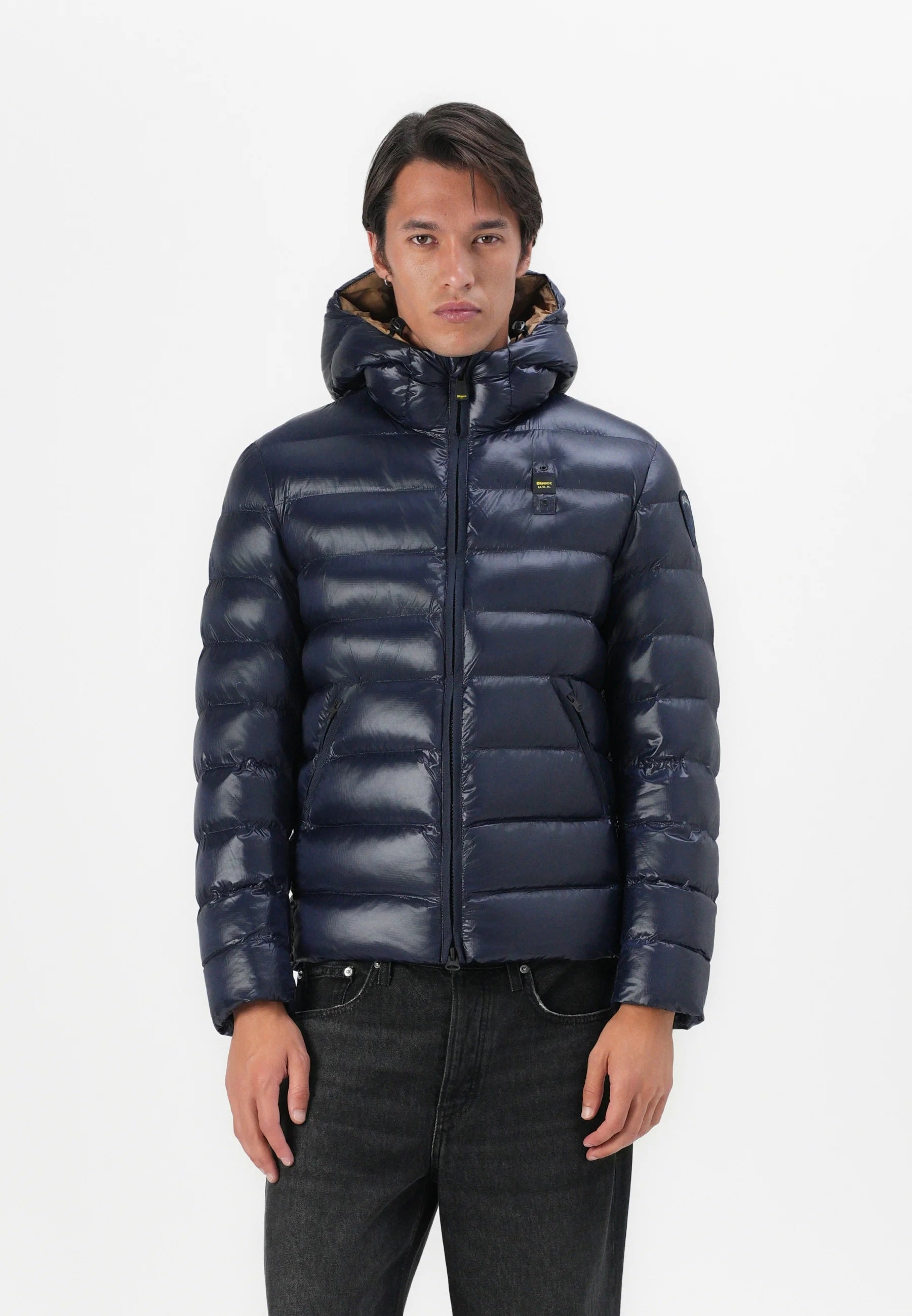 Piumino "Adams" Blu con Interno tabacco in Nylon Eco 