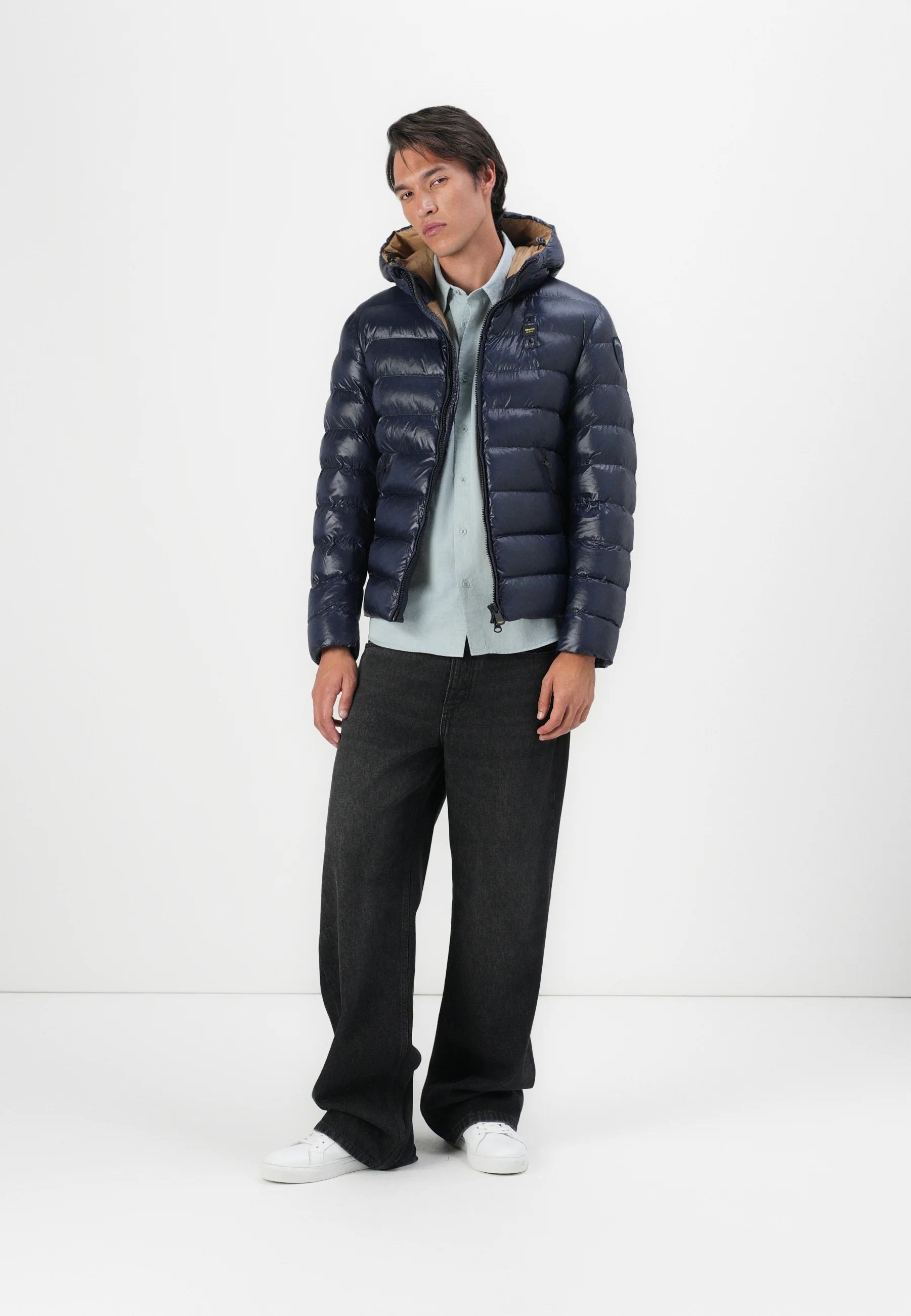 Piumino "Adams" Blu con Interno tabacco in Nylon Eco 