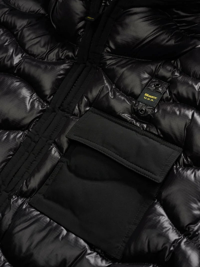 Piumino "Bryant" Nero con Interno Beige e Tasca sul Petto 
