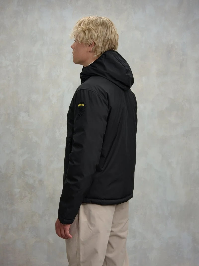 Piumino Reversibile Uomo "Ballard" in Nylon e Neoprene Nero e Beige 
