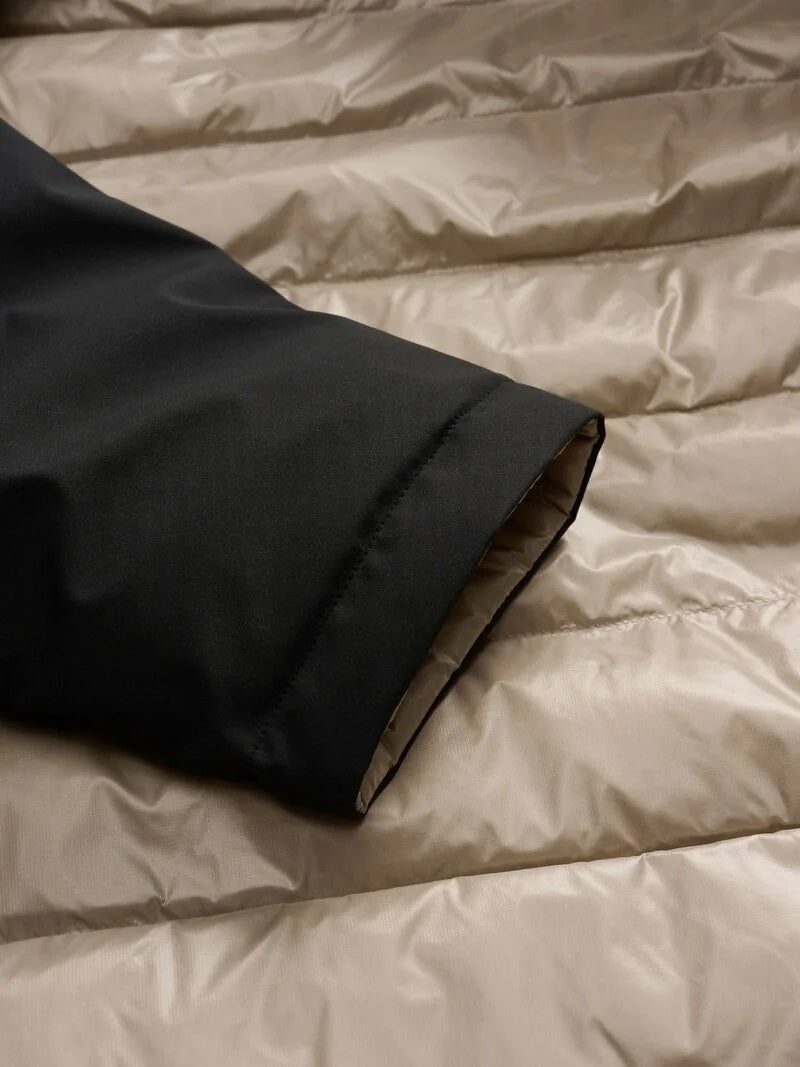 Piumino Reversibile Uomo "Ballard" in Nylon e Neoprene Nero e Beige 