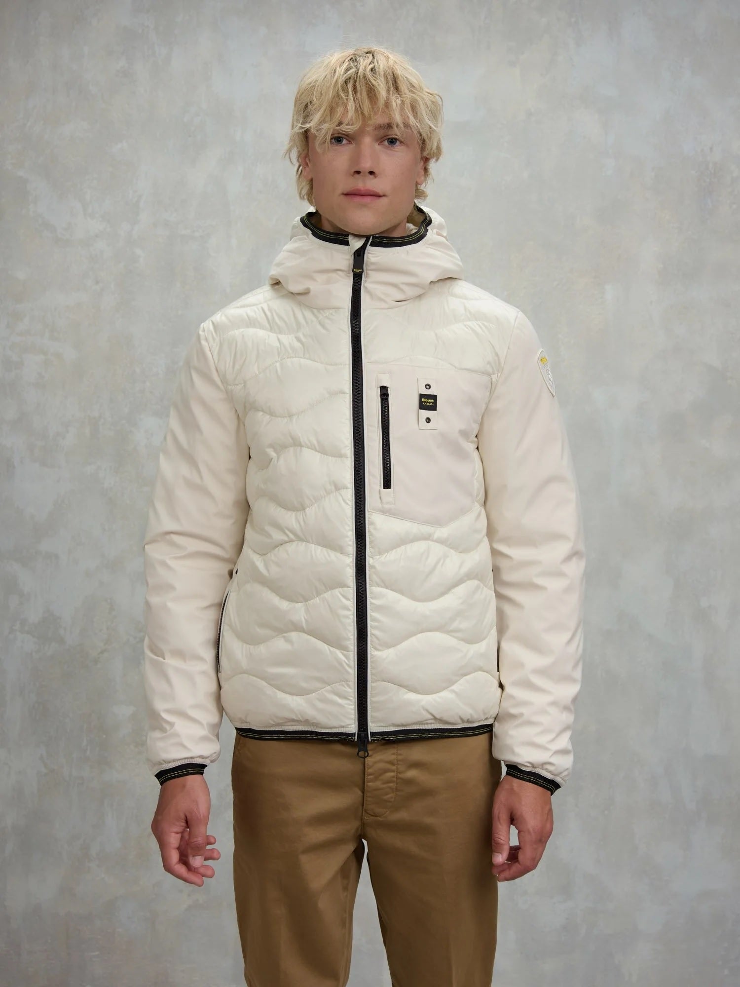 Piumino "Albert" bianco in Nylon Lucido e Neoprene 