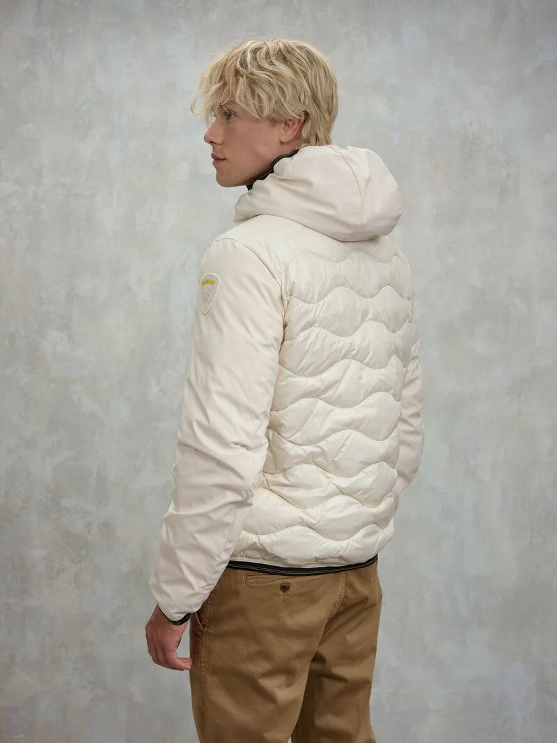 Piumino "Albert" bianco in Nylon Lucido e Neoprene 