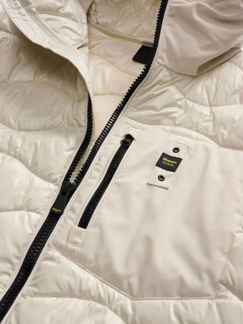 Piumino "Albert" bianco in Nylon Lucido e Neoprene 
