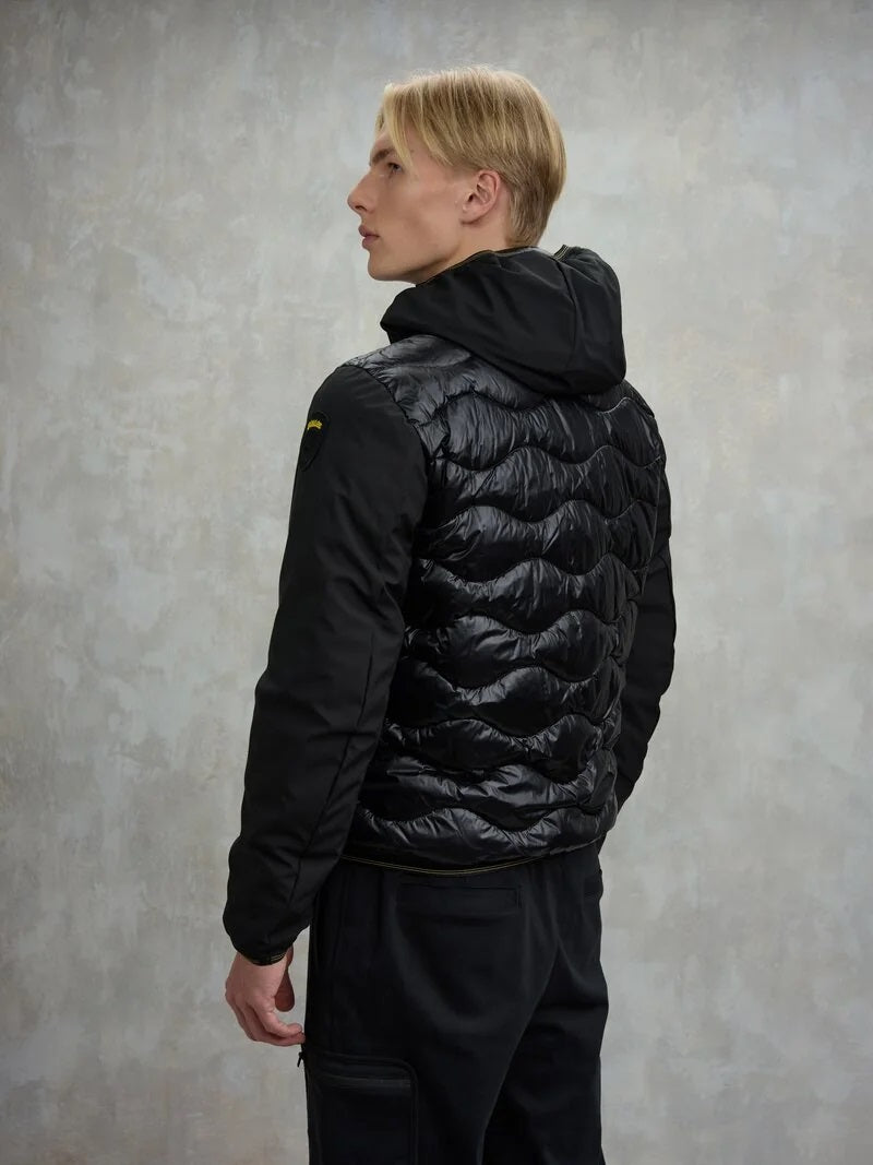 Piumino "Albert" nero in Nylon Lucido e Neoprene con Imbottitura Mista 