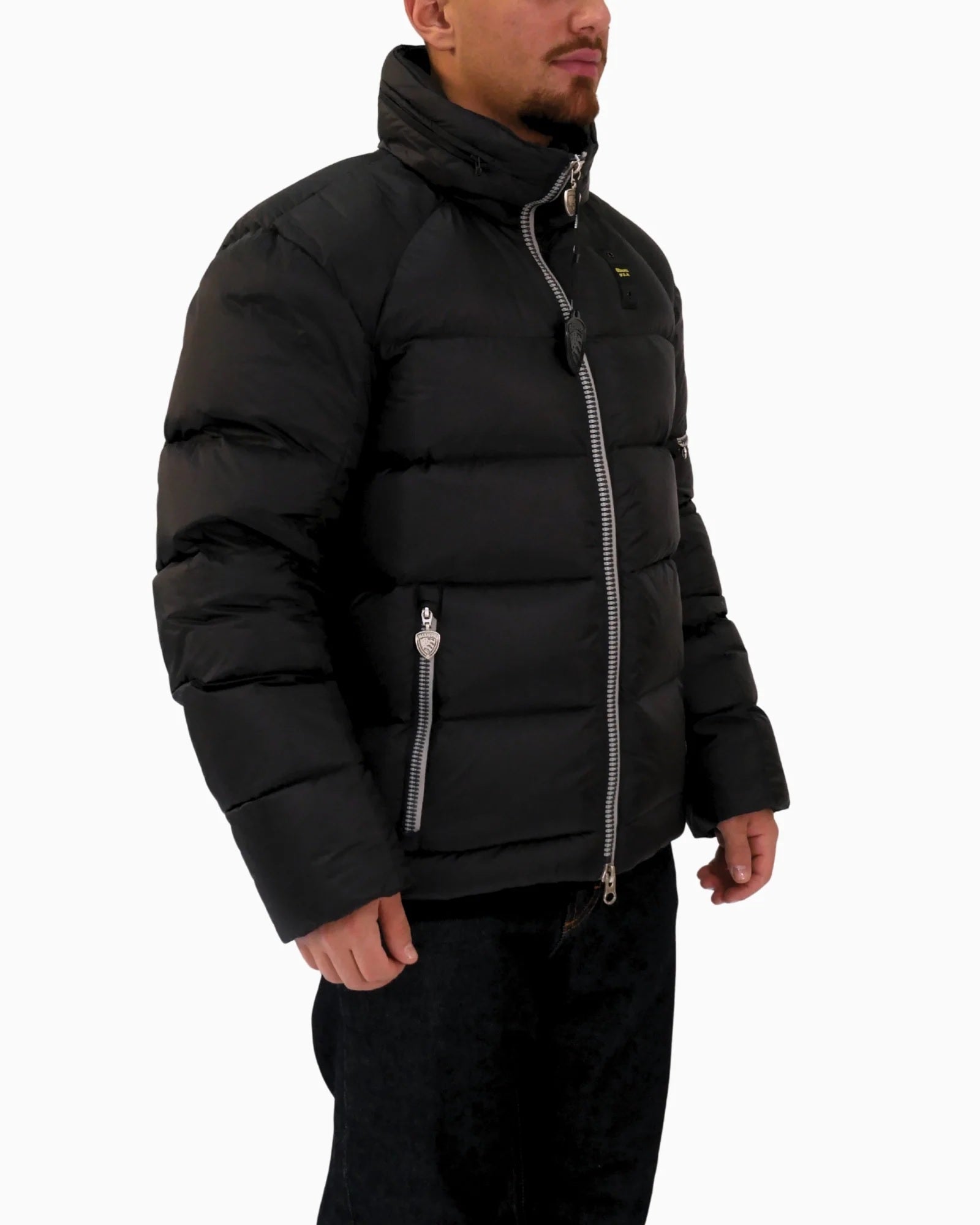 Piumino uomo corto "Wise" Nero con Tasche e Zip 