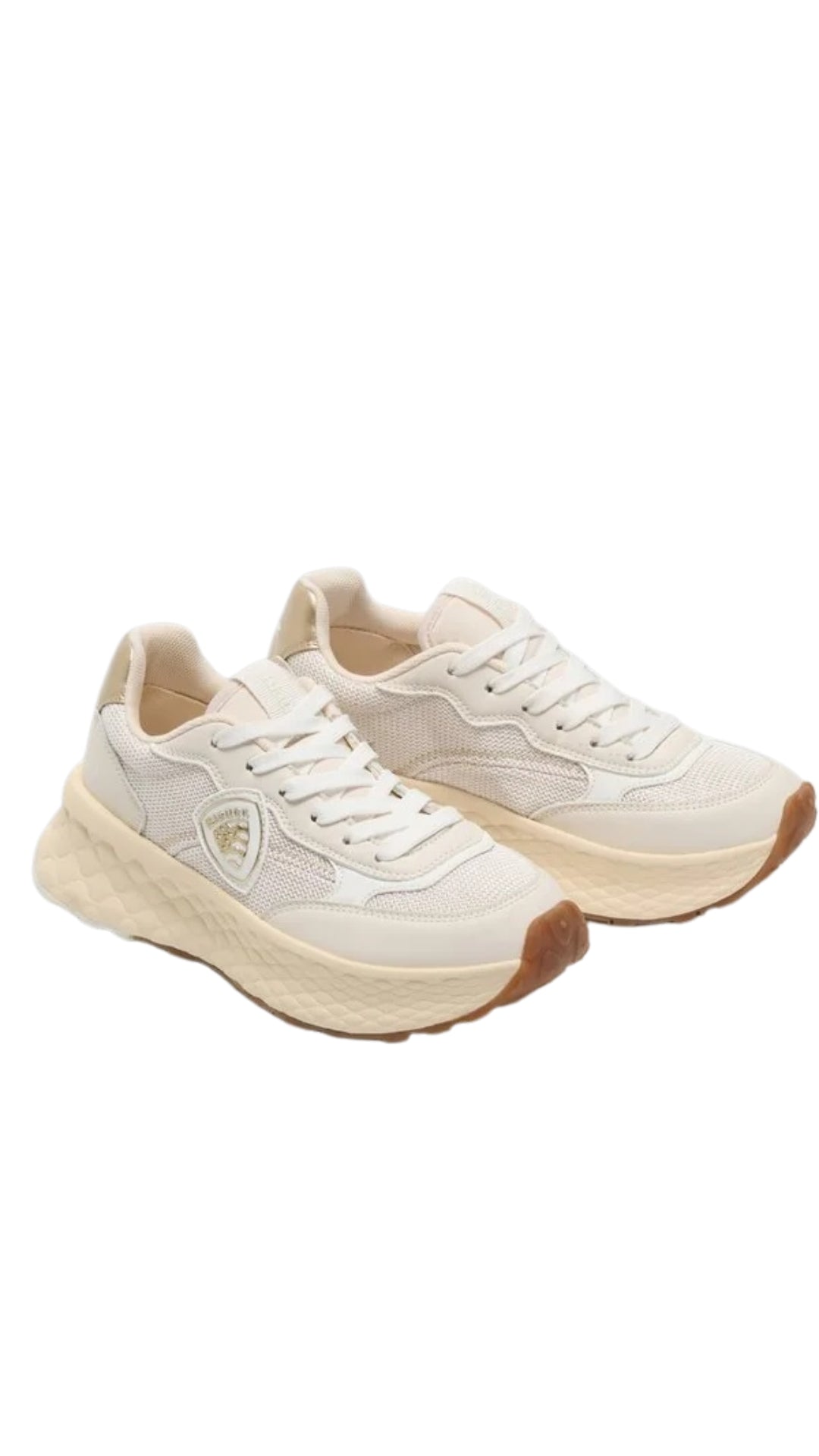 Sneaker "Lynn01-LEG" Crema con logo Blauer laterale 
