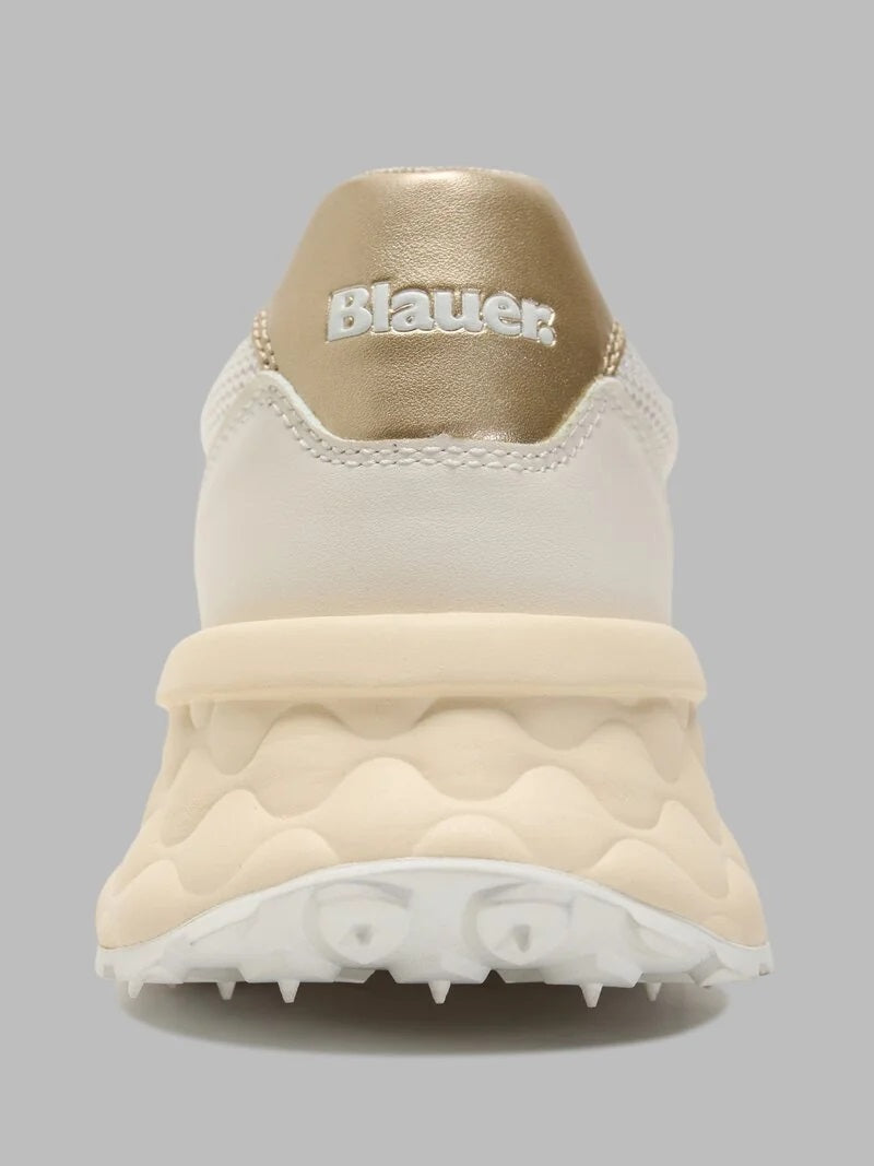 Sneaker "Lynn01-LEG" Crema con logo Blauer laterale 