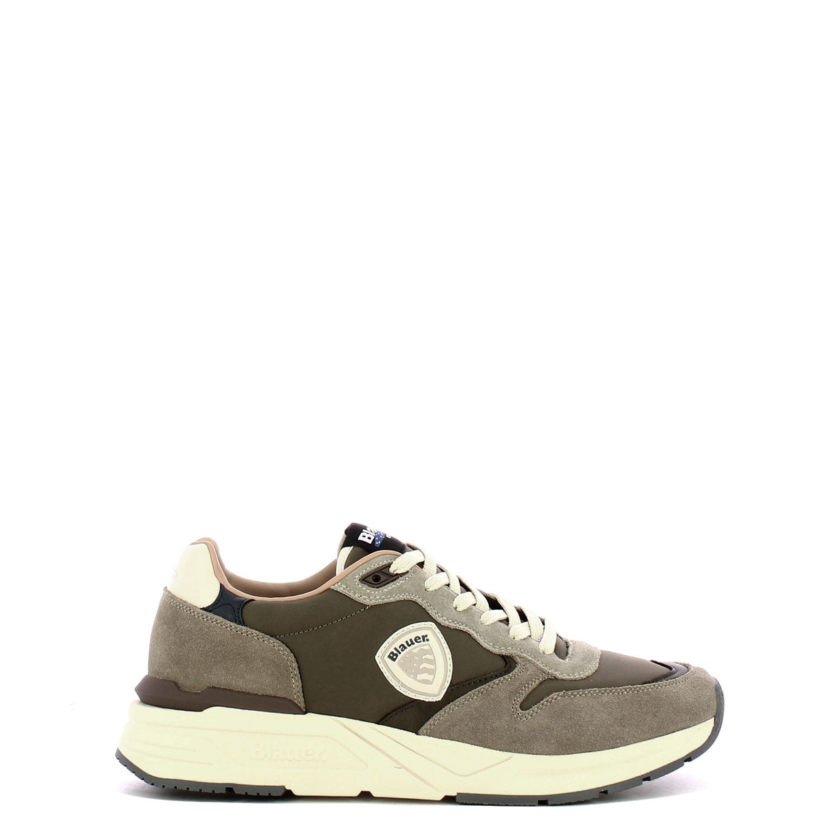 Sneaker "Ray02 NUS" Taupe e Verde Militare in Camoscio e Tessuto 