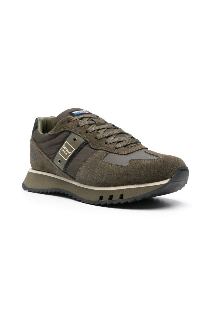 Sneaker "Tokyo01" in Pelle Scamosciata e Tessuto Tecnico Verde 