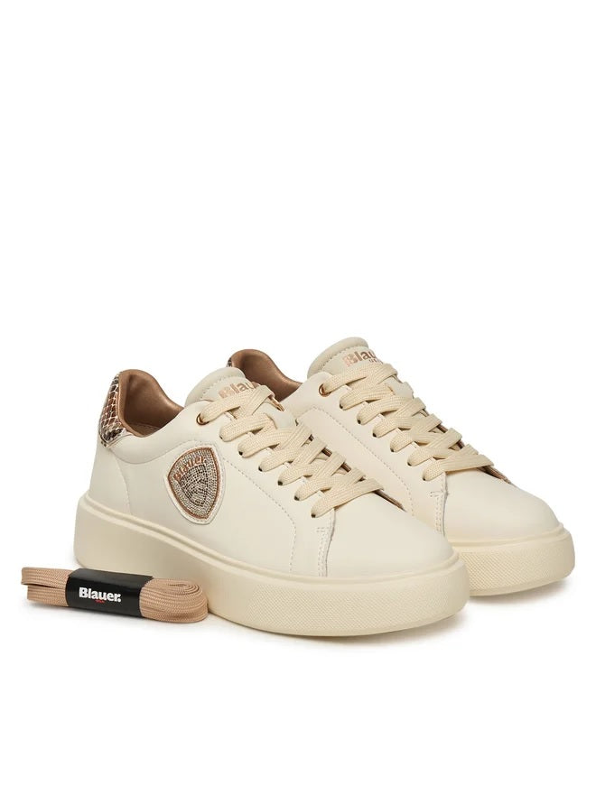 Sneaker "Venus01/PYT" Beige da Donna con Dettagli Pitonati 