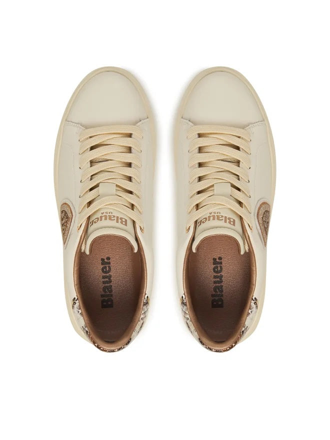 Sneaker "Venus01/PYT" Beige da Donna con Dettagli Pitonati 