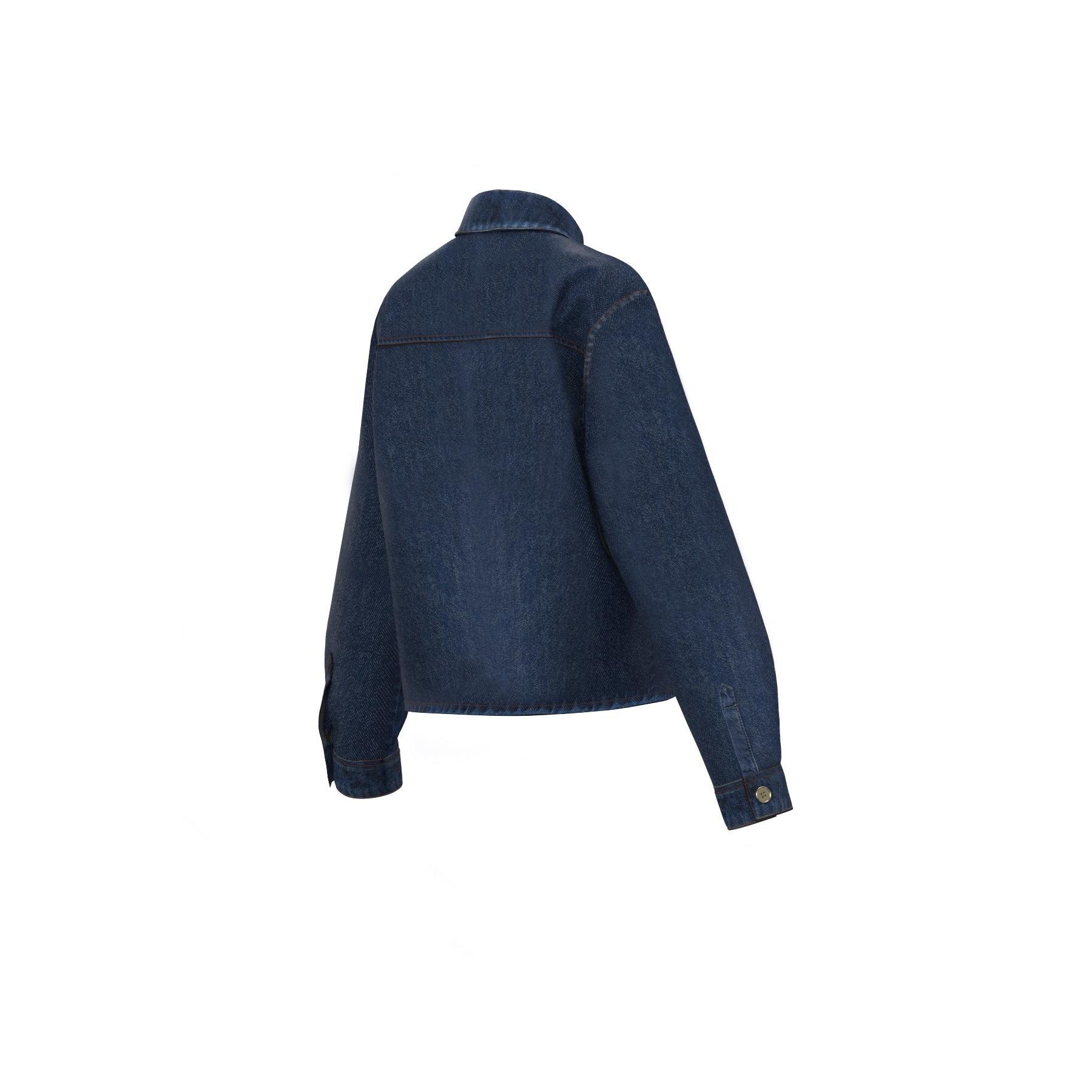 Camicia in Denim Blu Jeans "Bea" con Bottoni a Contrasto 
