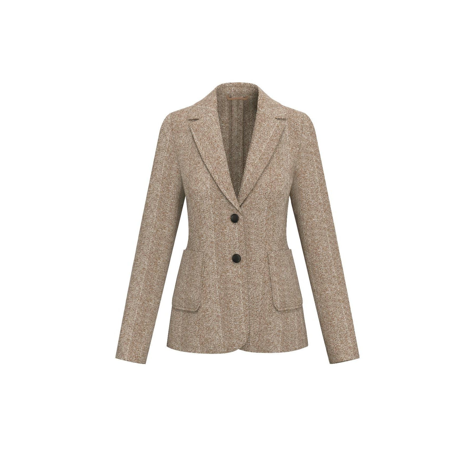 Giacca "Dear" beige in Stuoia Resca con Tasche Applicate 