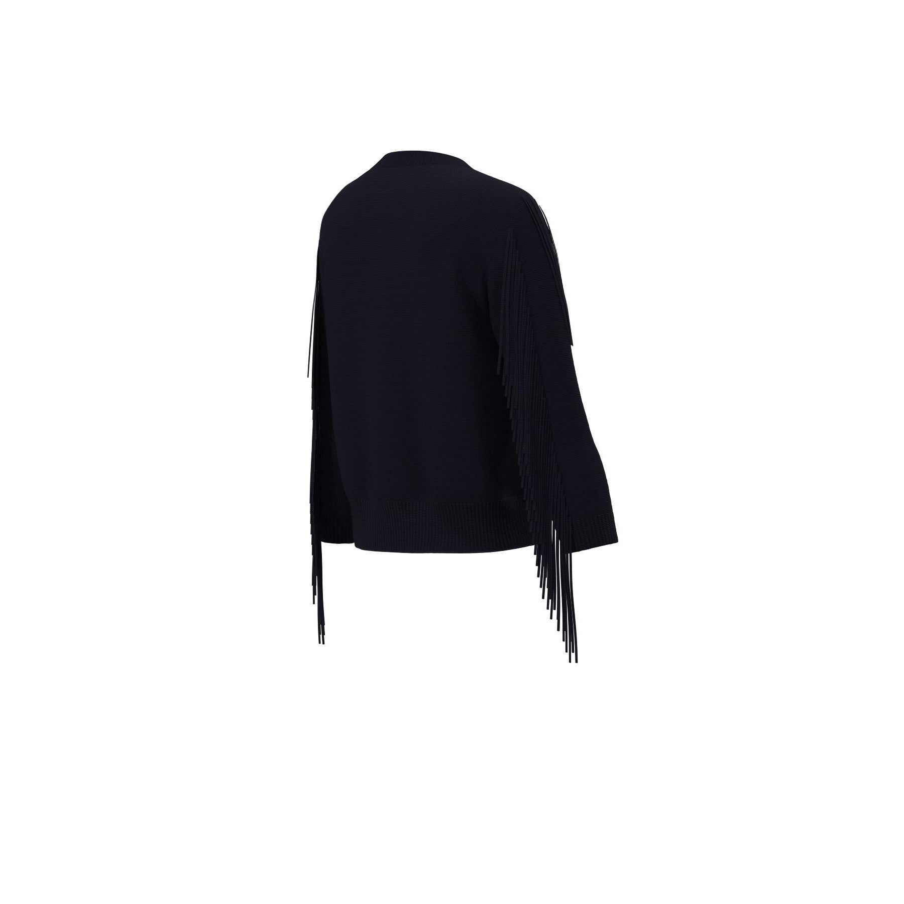 Maglia "Falco" blu in Viscosa Stretch con Frange e Scollo a Barca 