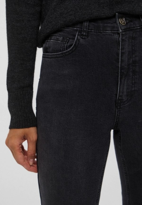 Jeans "Felce" in denim nero stone slim flare 