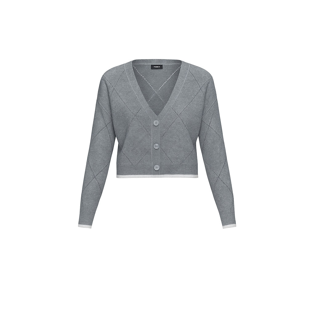Cardigan "Flirt" in Maglia grigio scuro con Lurex argento 