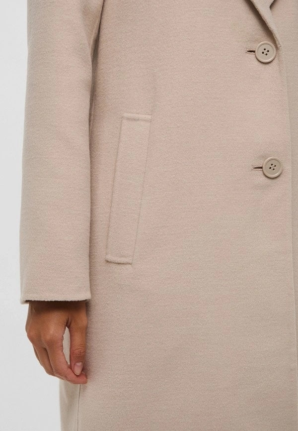 Cappotto "Frine" in Tessuto Double con Linea Dritta color cachà 