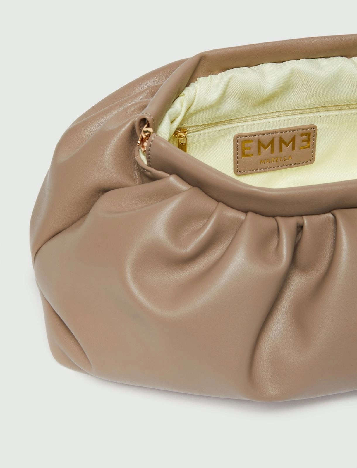 Pouch Morbida "Gloria" Beige con Tracolla in Catena Dorata 