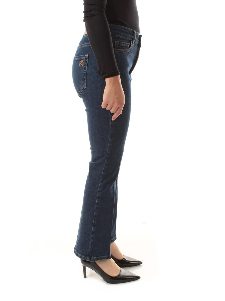Jeans "Ibisco" in Denim blu medio di Cotone Stretch 