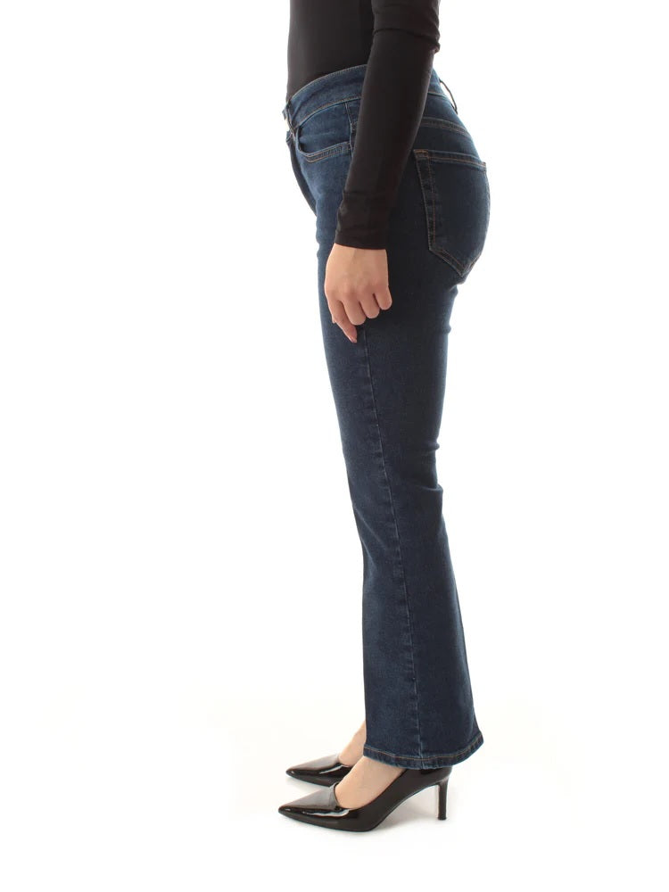 Jeans "Ibisco" in Denim blu medio di Cotone Stretch 