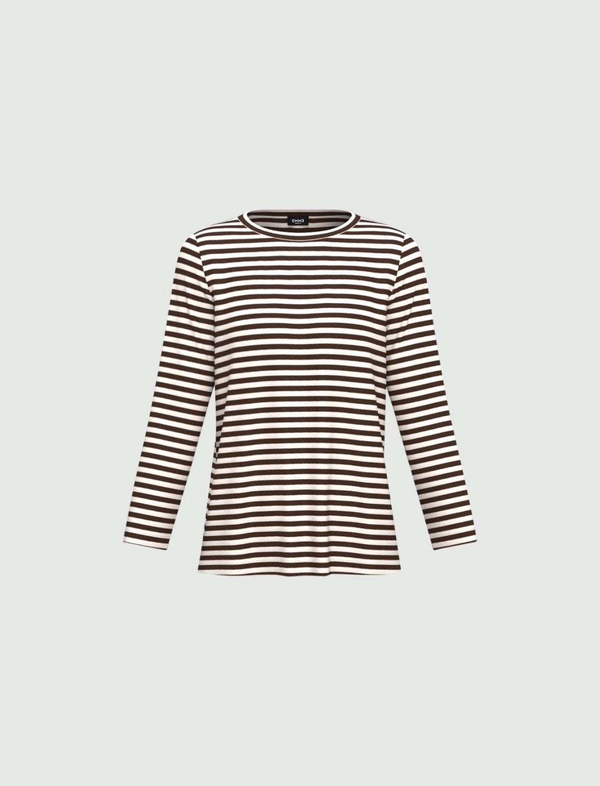 Maglia "Polpo" marinère marrone a manica lunga in di cotone stretch 