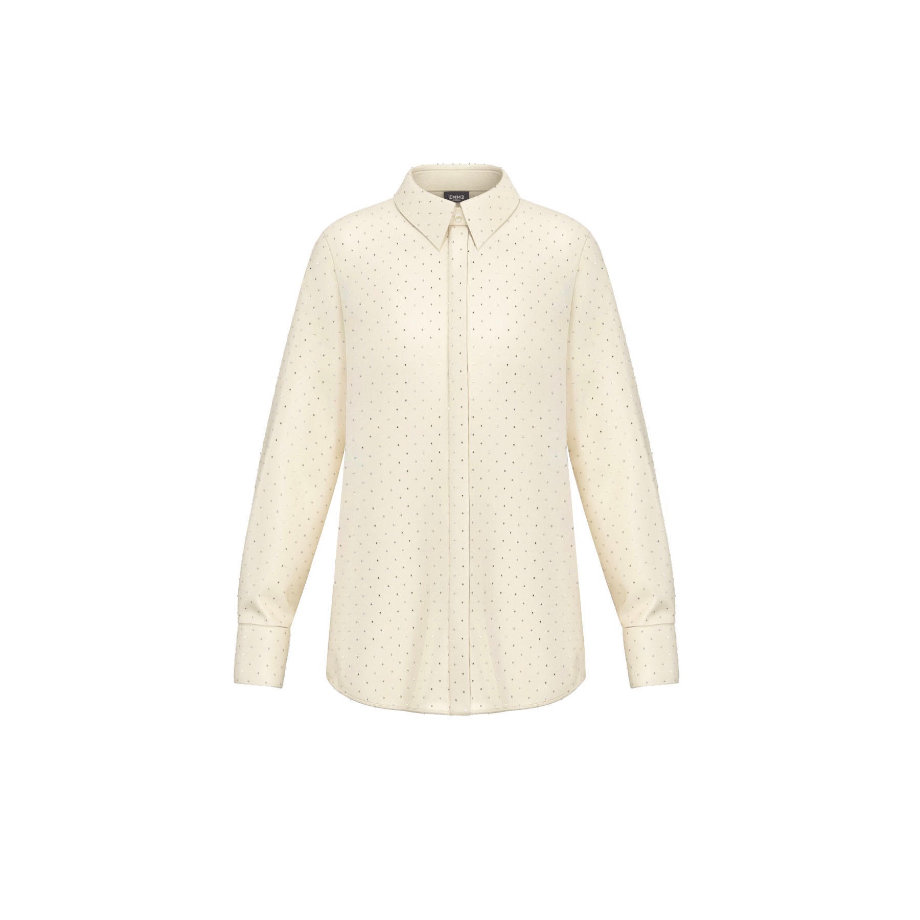 Camicia in raso panna "Rapa" con strass argento 
