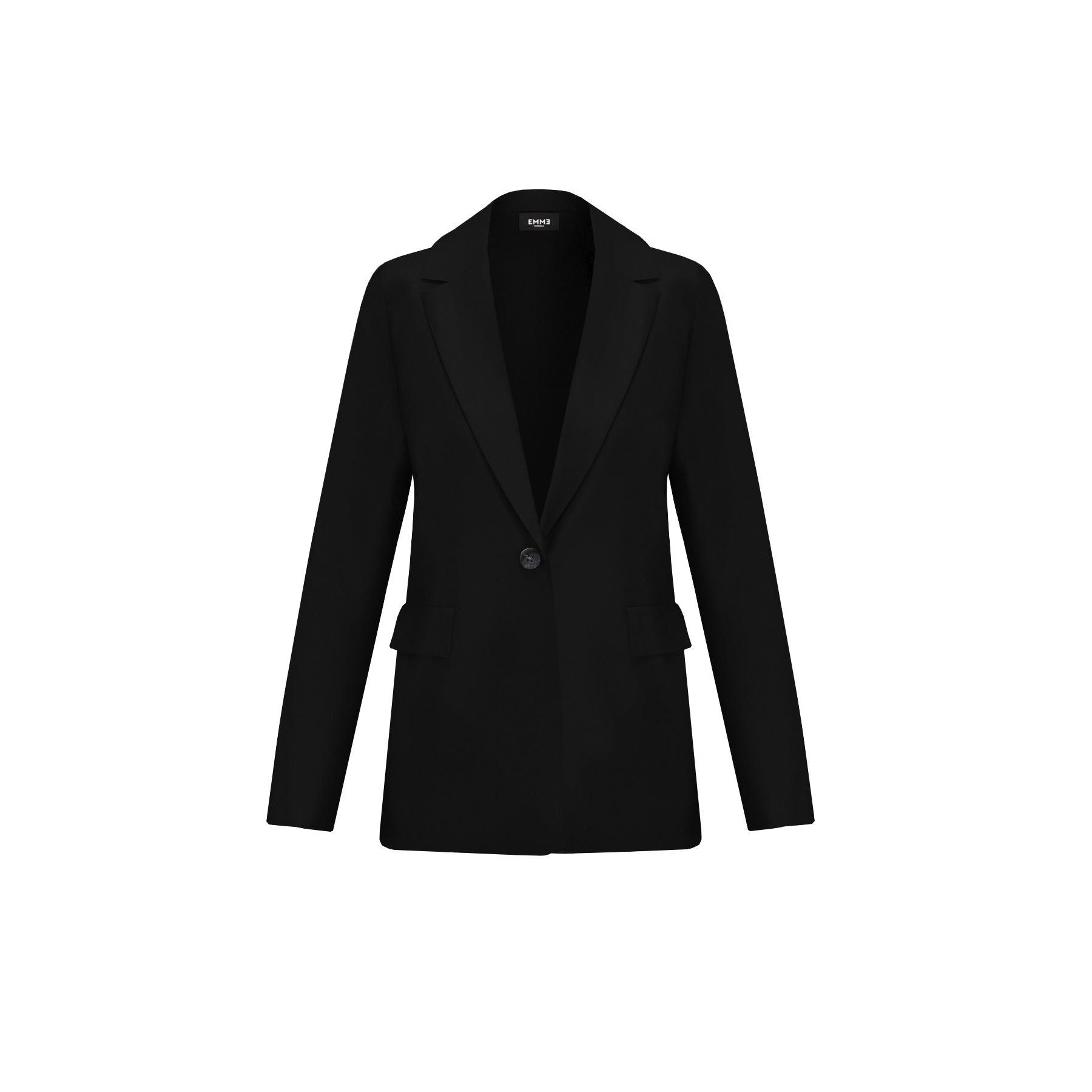 Giacca "Reims1" Nera in Interlock Stretch con Collo Revers 