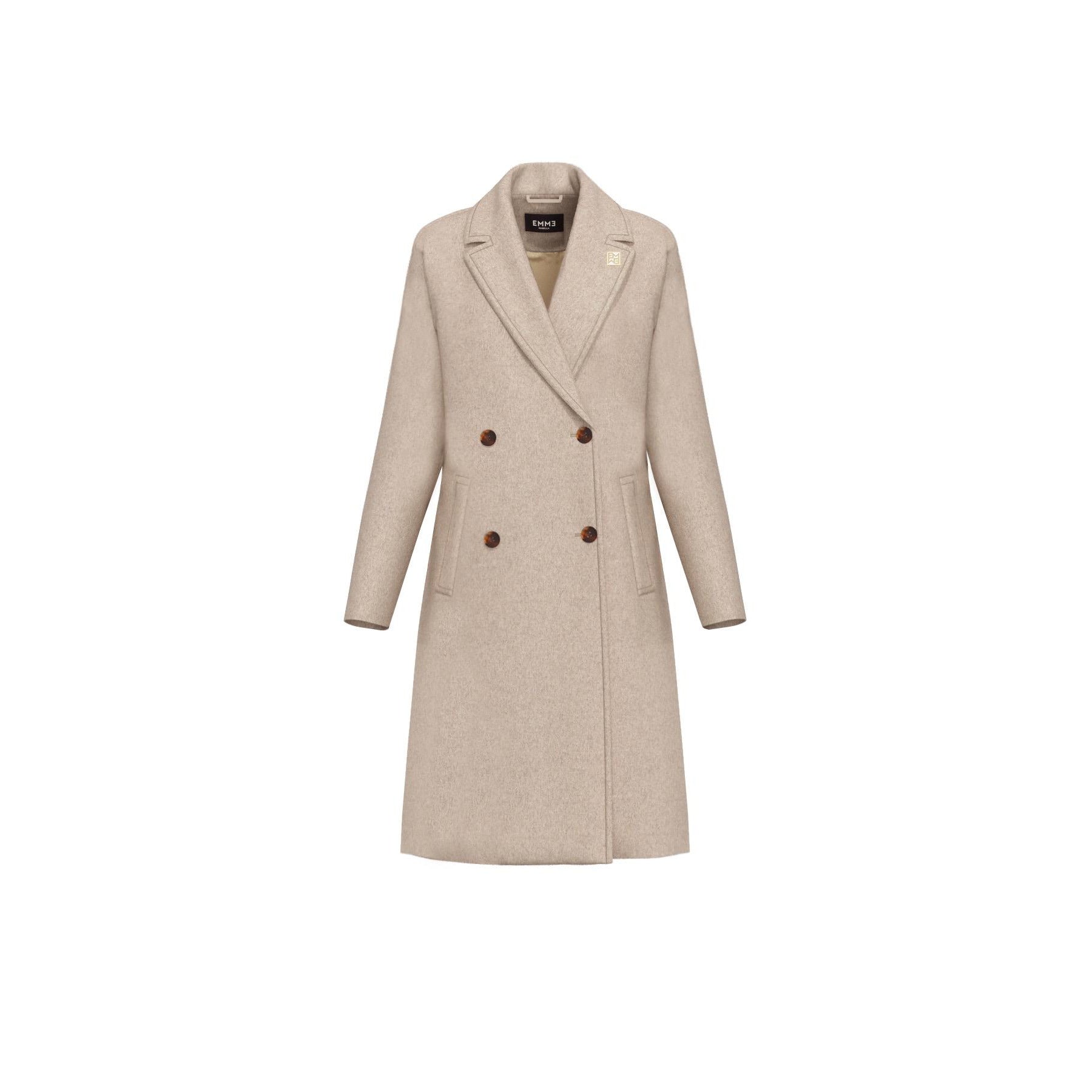 Cappotto Doppiopetto "Roll" color Cachà in Drap di Lana e Nylon 