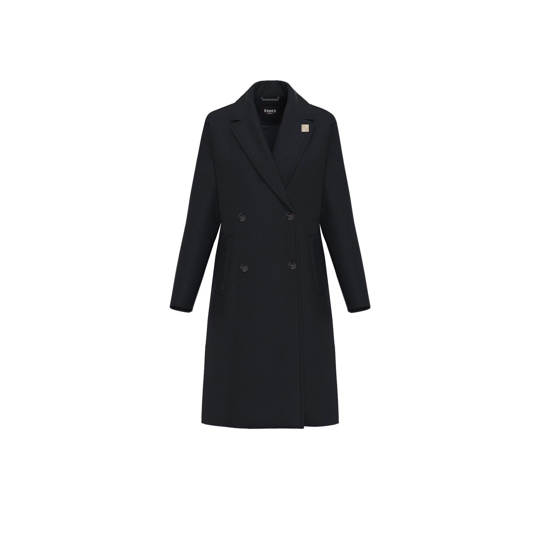 Cappotto doppiopetto "Roll" blu in Drap di Lana e Nylon 