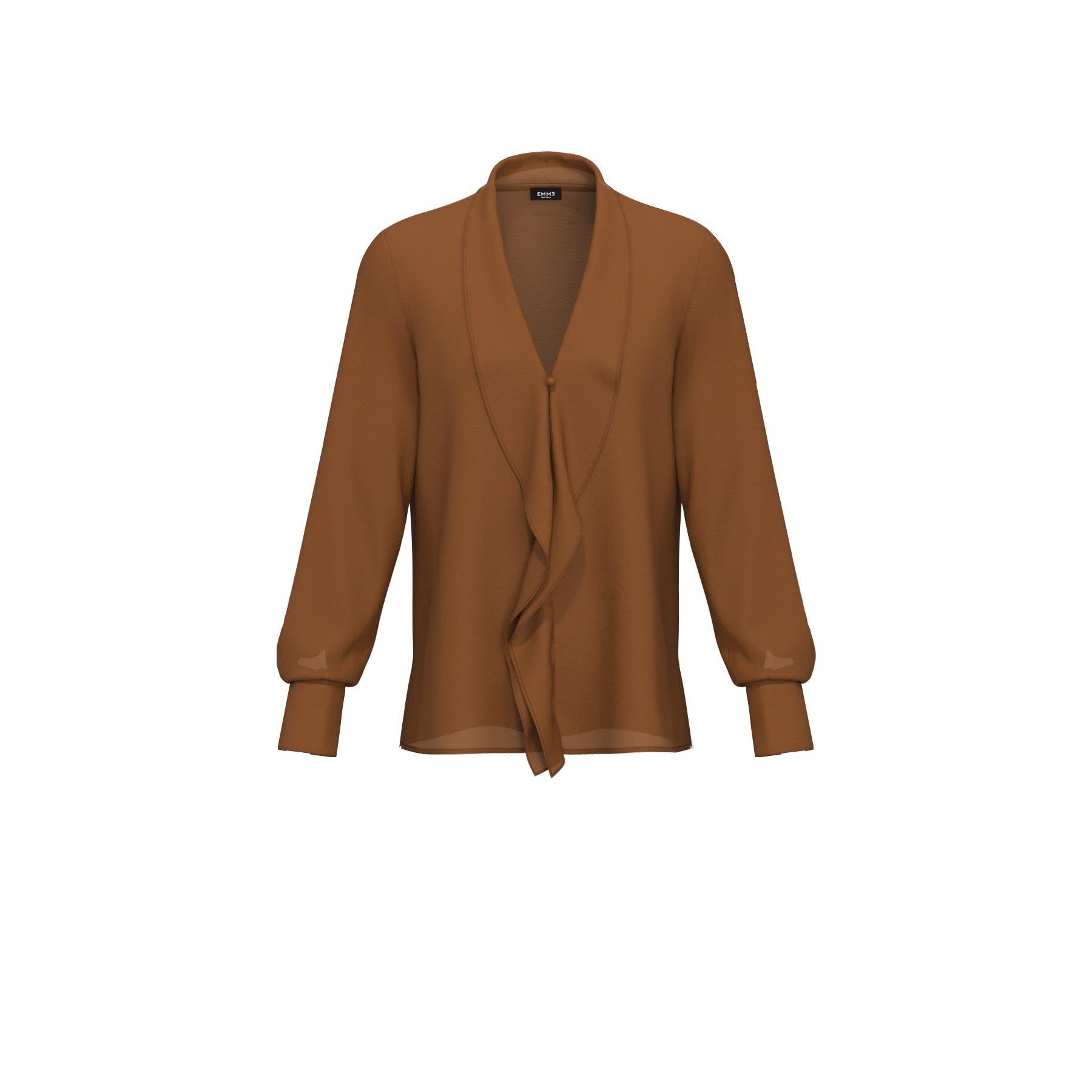 Camicia "Sanremo" Cioccolata in Crêpe de Chine di Seta con Volant 