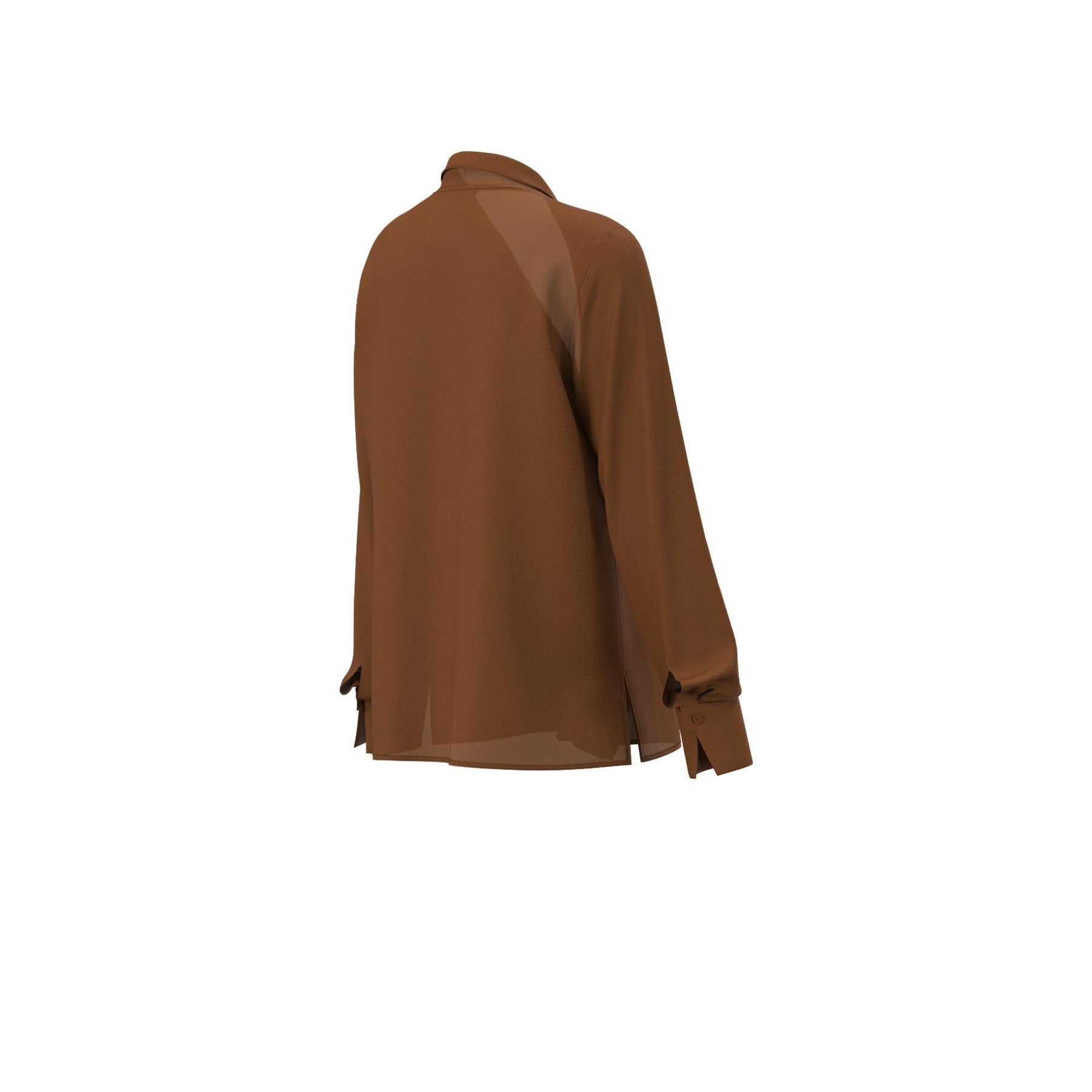 Camicia "Sanremo" Cioccolata in Crêpe de Chine di Seta con Volant 