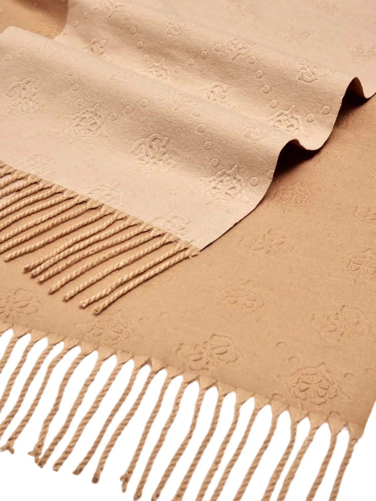 Sciarpa Donna Beige con Frange in Tessuto Morbido 