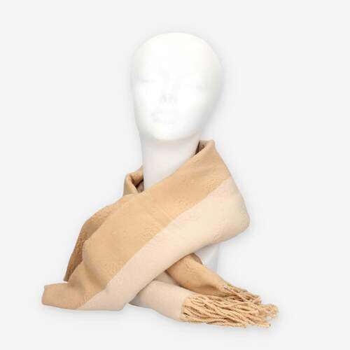 Sciarpa Donna Beige con Frange in Tessuto Morbido 