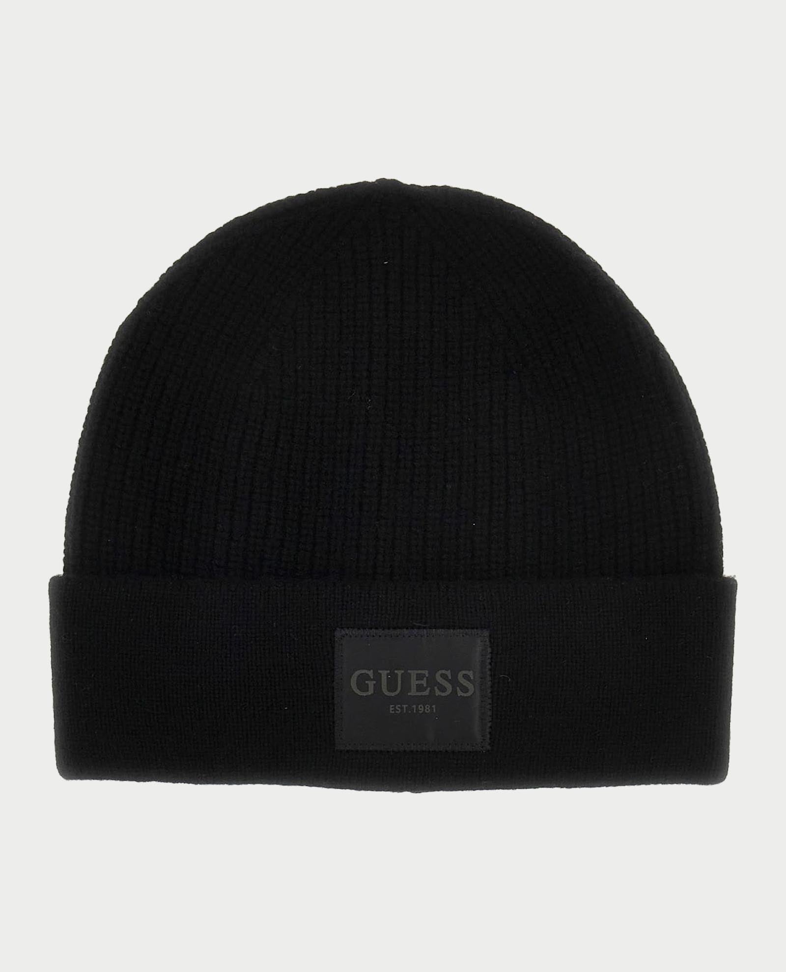 Cappello "Brenton" Nero in Maglia a Coste con Patch Logo 