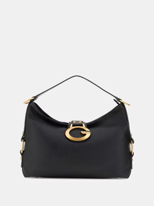 Borsa "Camden" Nera a Spalla con Maxi Fibbia G Dorata 