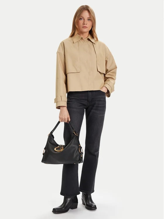 Borsa "Camden" Nera a Spalla con Maxi Fibbia G Dorata 