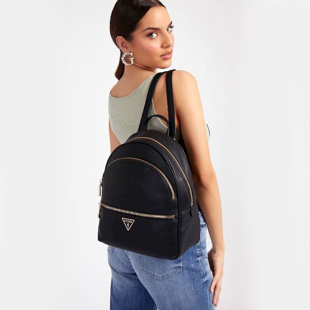 Zaino "Manhattan II Large Backpack" Nero in Ecopelle Liscia 