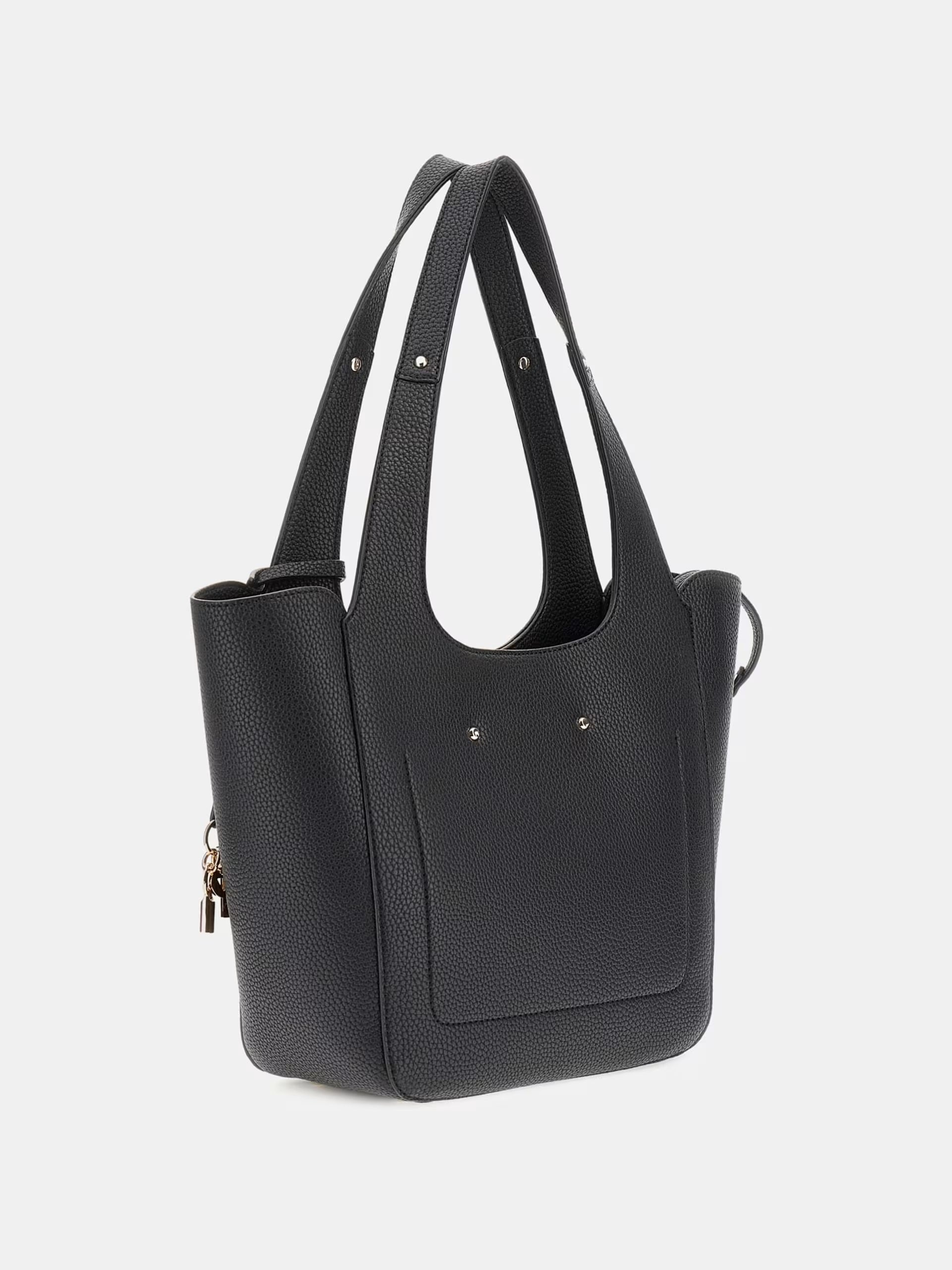 Shopper "Calista" Nera in Similpelle con Pochette Interna e Charm 