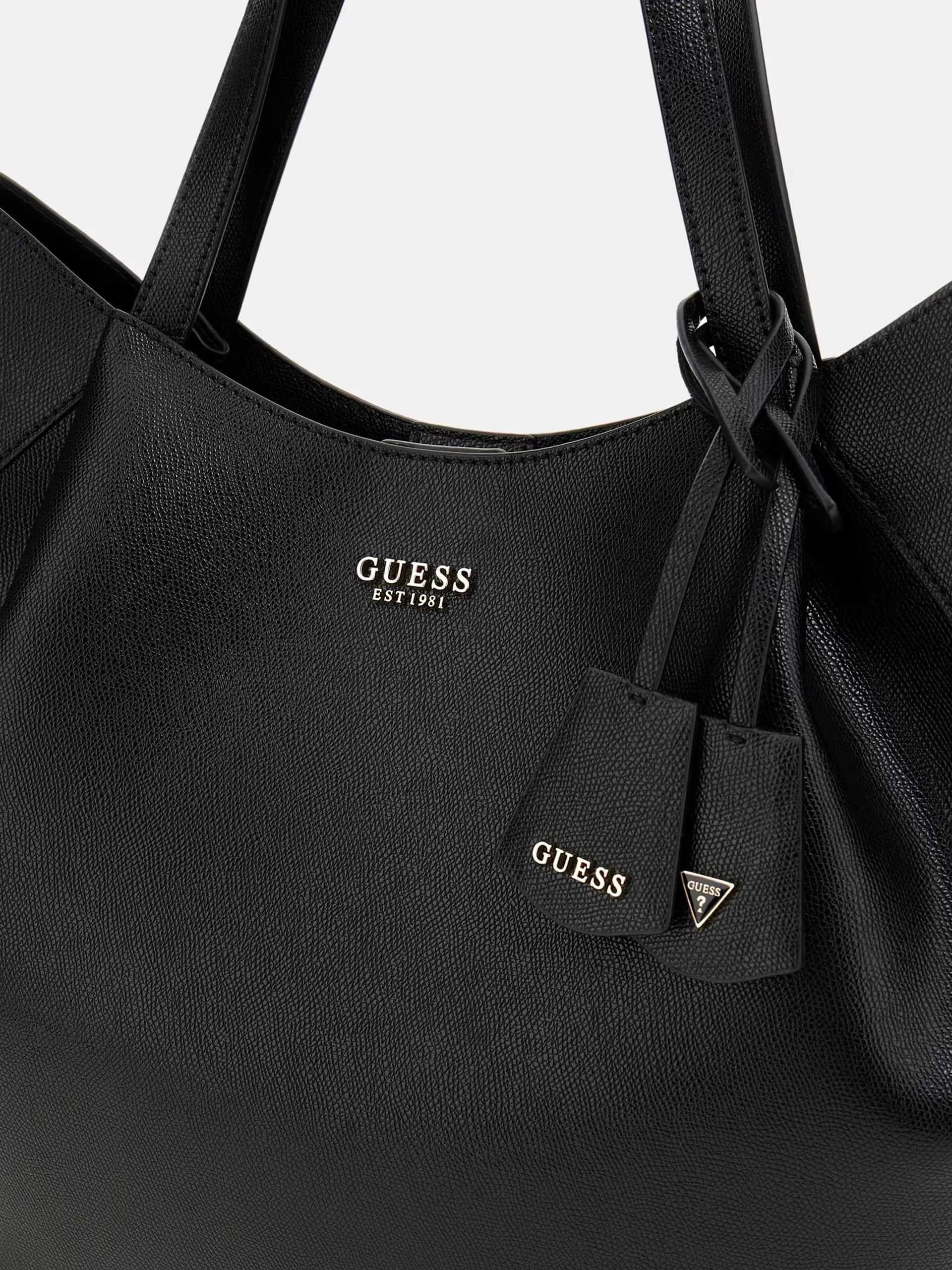 Shopper "Amorette" Nera in Similpelle con Charm Logato e Pochette 