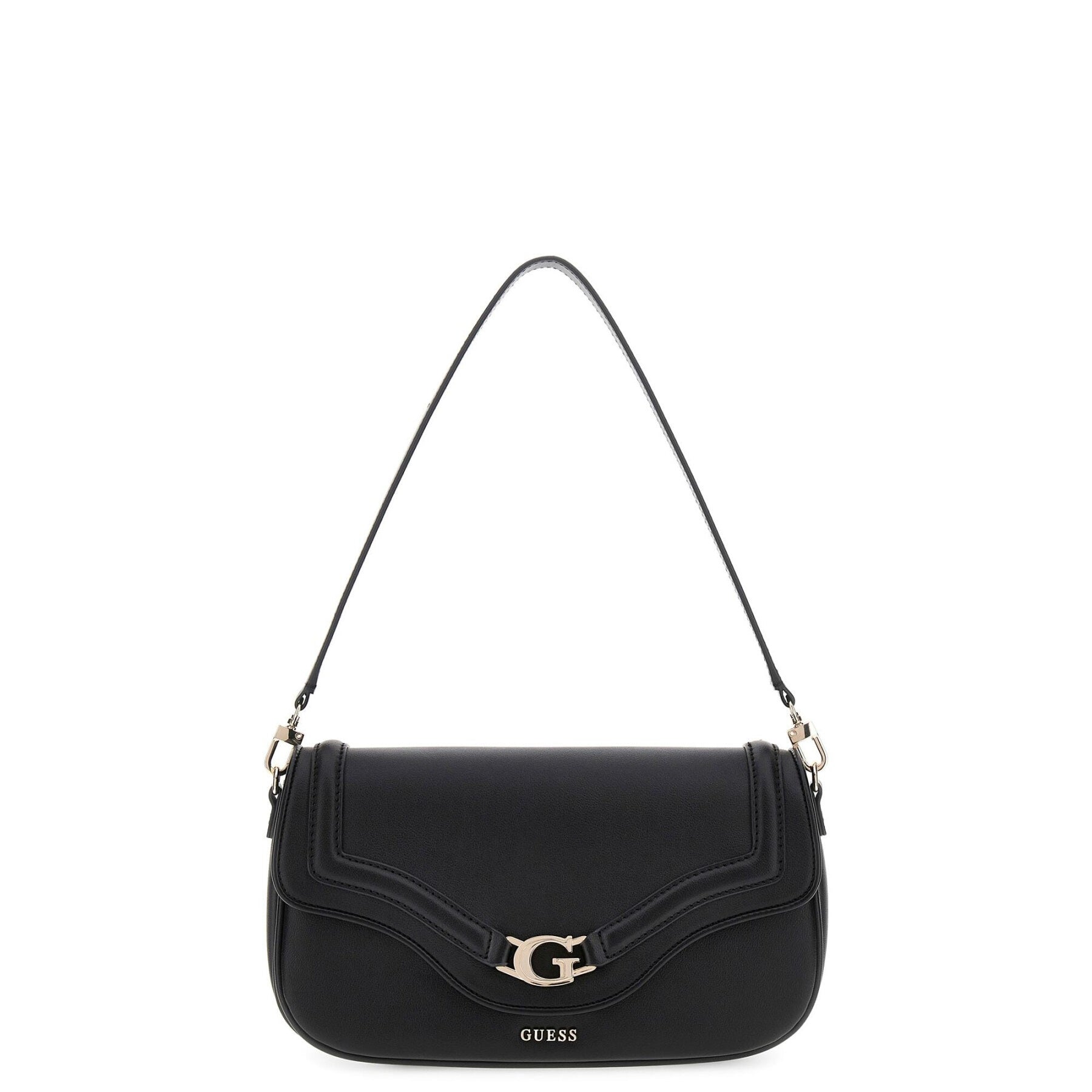 Borsa a Spalla "Dea Flap Shoulder Bag" Nera con Logo G e Tracolla 