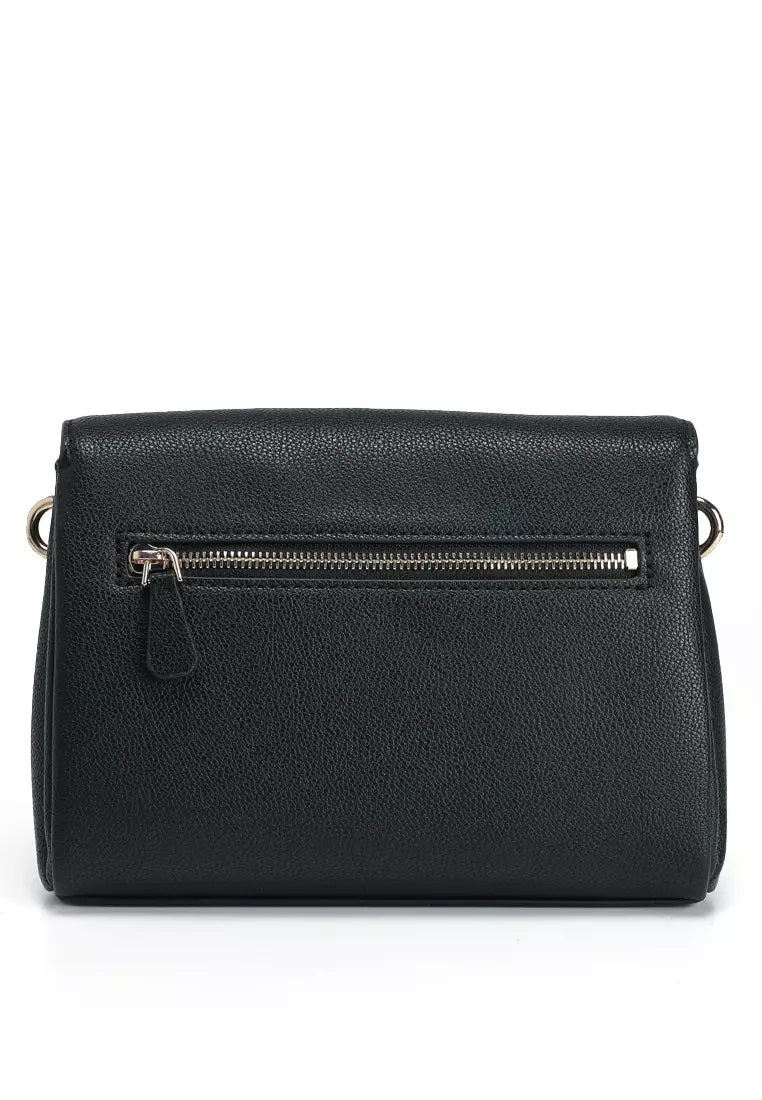 Borsa "Gregoria Flap Crossbody" Nera in Similpelle con Dettagli Dorati 