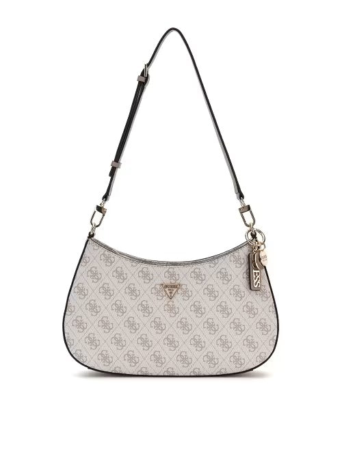 Borsa a spalla "Noelle II Top Zip Shoulder Bag" Dark Taupe con Logo 