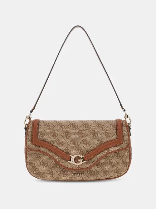 Borsa a spalla "Dea Flap Shoulder Bag" Latte con Logo 4G e Tracolla 