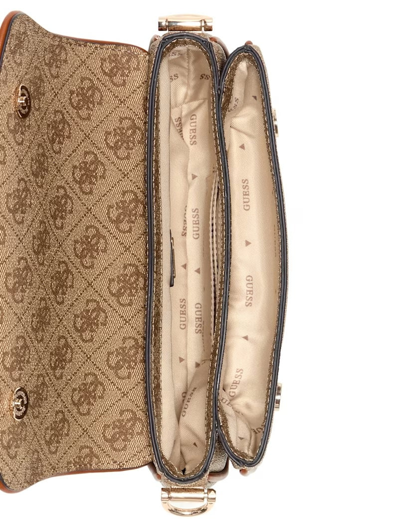Borsa a spalla "Dea Flap Shoulder Bag" Latte con Logo 4G e Tracolla 