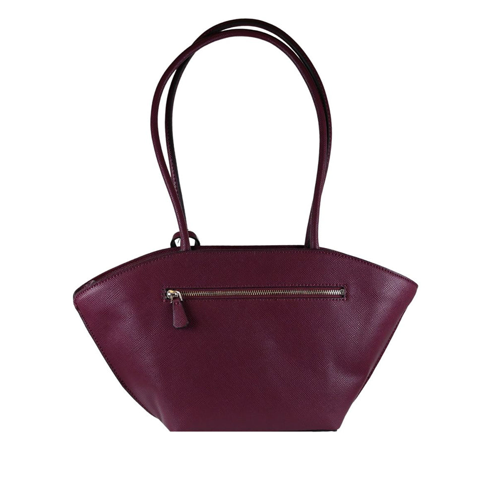 Borsa a spalla color vino "Bolena" con Charm Cuore e Logo 