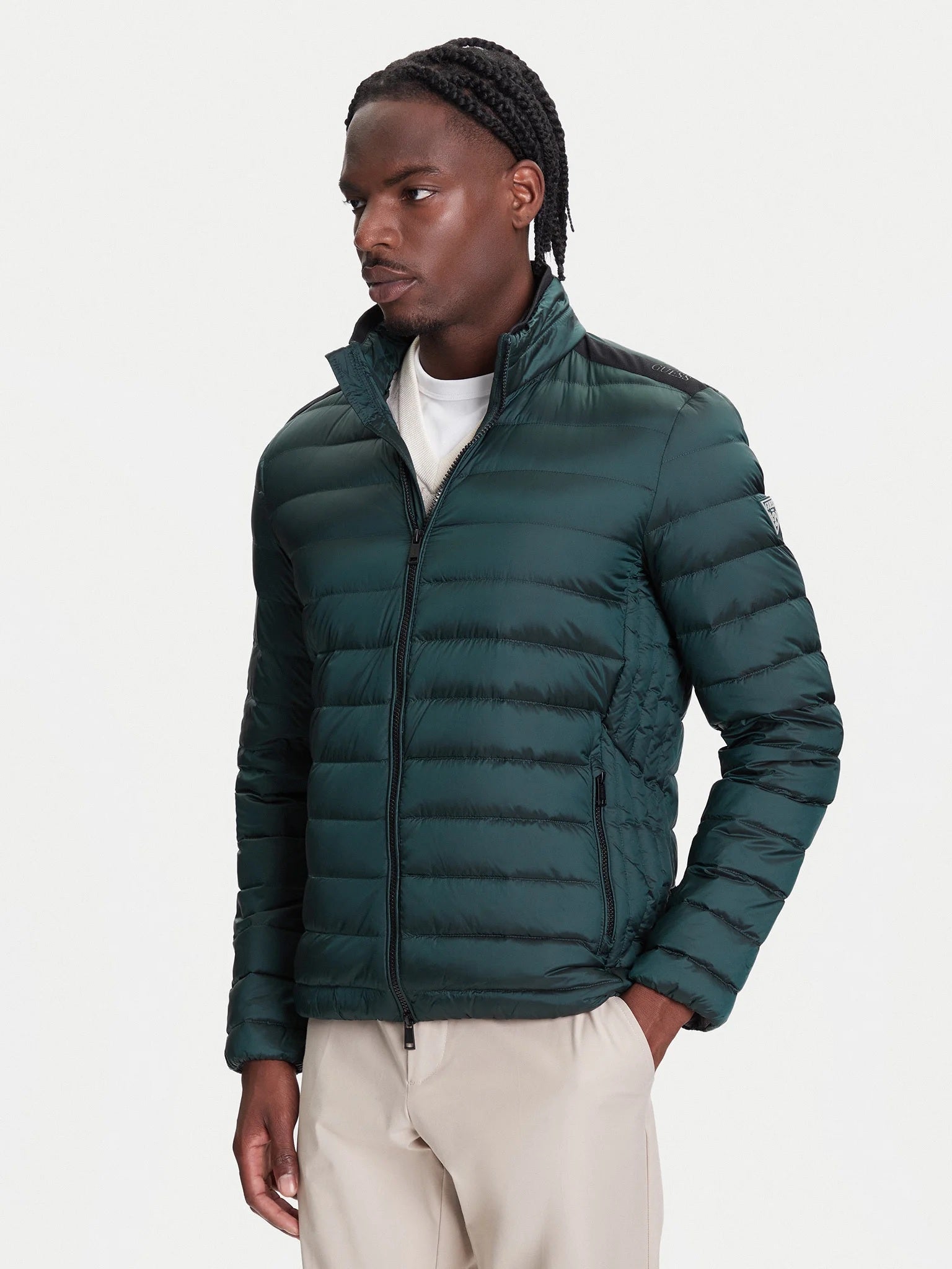 Piumino Verde Regular Fit con Zip e Imbottitura certificata RDS 