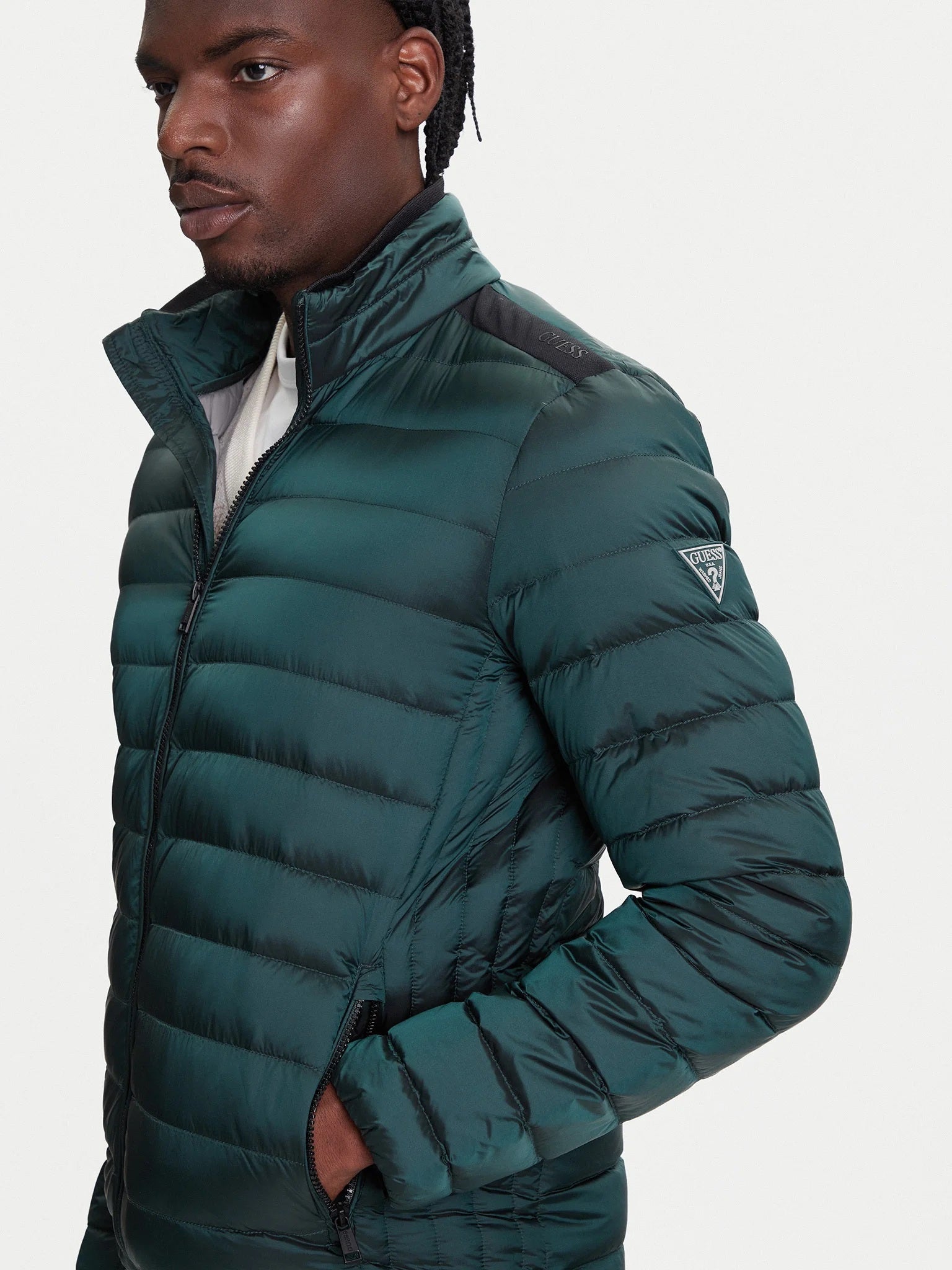 Piumino Verde Regular Fit con Zip e Imbottitura certificata RDS 