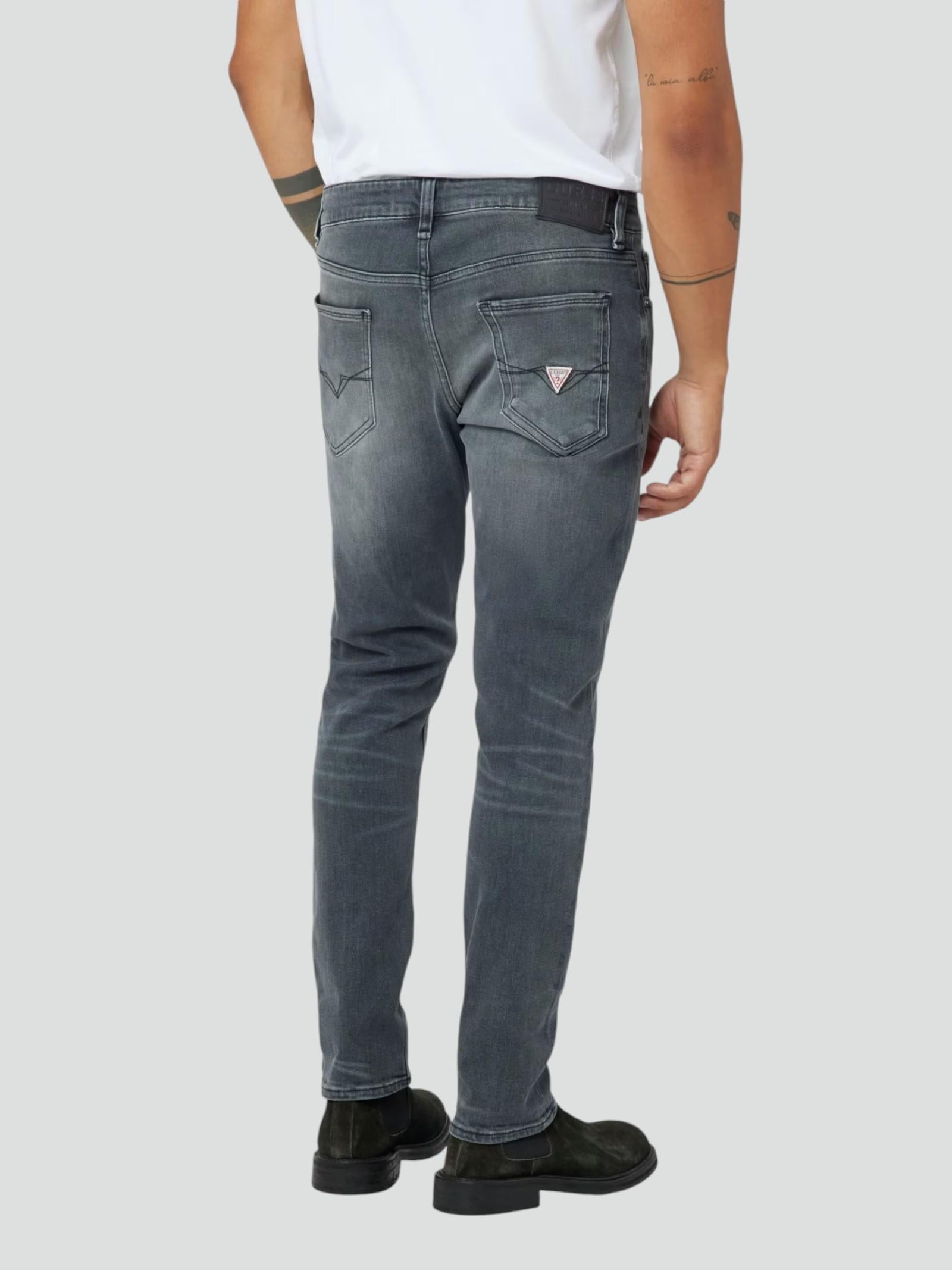 Jeans Uomo "Miami" Grigio Skinny Fit in Misto Cotone 